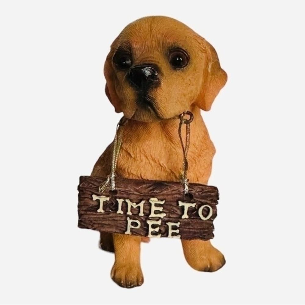 Dog Mate Labrador Puppy Figurine 4.5" Time To Pee Resin Statue Brown Orange VG